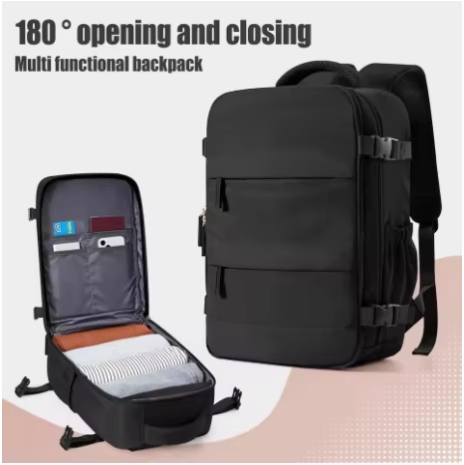 Men's Business Laptop Backpack Large Capacity Expansion Hiking Backpack Cabin Airplane Travel Backpack 40x20x25 Women's Bag Wate: black