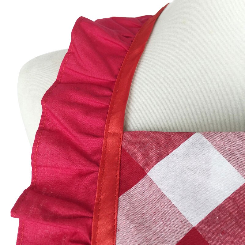 retro fartuchy dla kobiet, klasyczna falbaną na boku pled fartuch kuchenny robić domowego przedszkola kuchennego