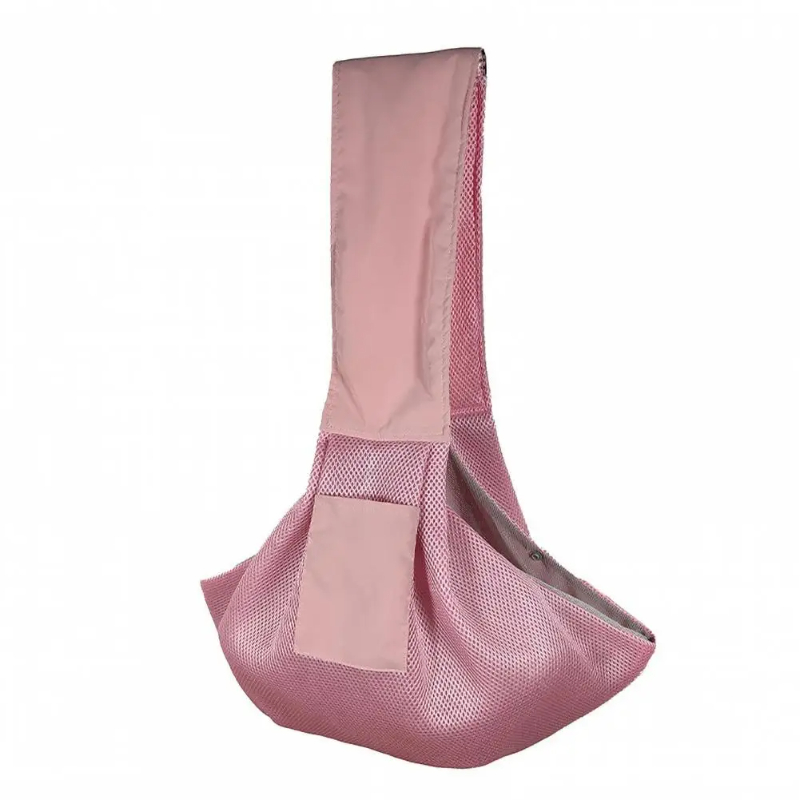Hondendraagdoek Ergonomische handvrije draagdoek voor kleine honden en katten Ademend gaas met opbergvak Premium huisdierdraagtas: Roze