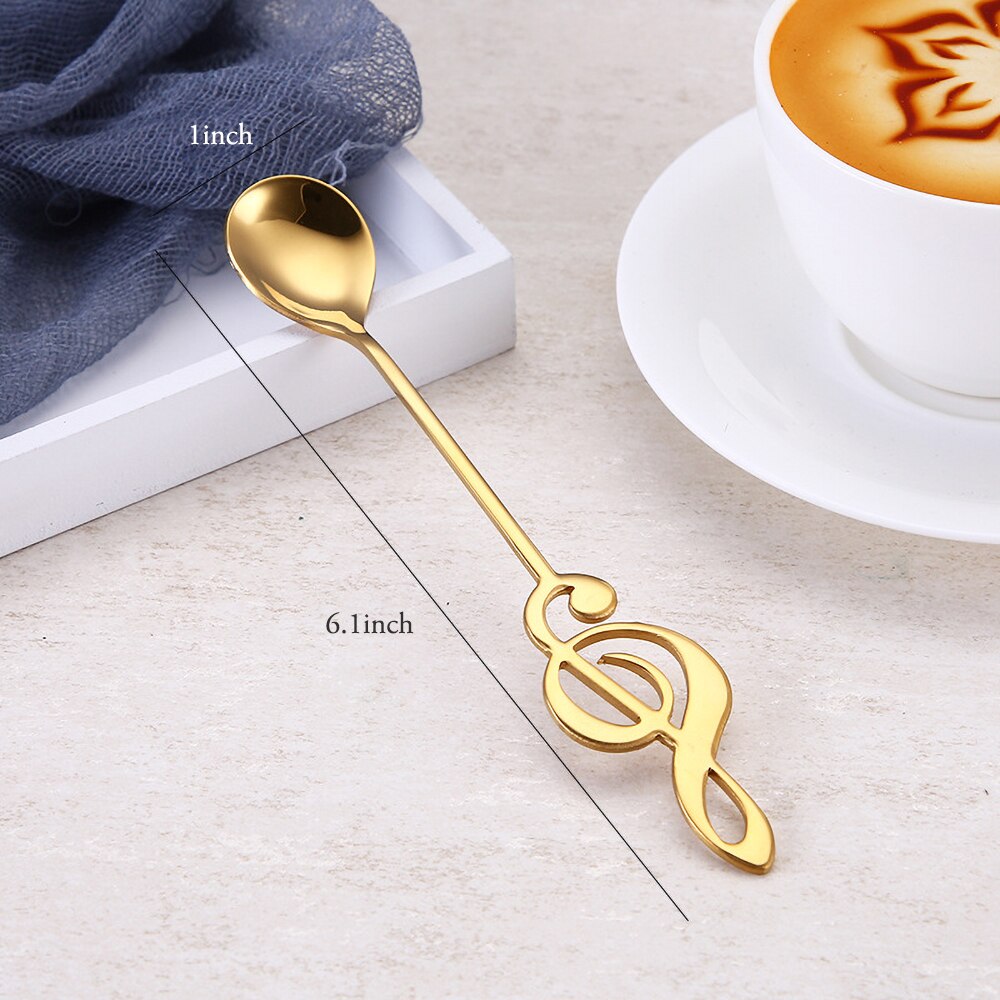 Rvs Koffielepels Spiegel Gepolijst Goud Muziek Symbool Dessert Lepel Koffie Bar Keuken Benodigdheden Thee Accessoires: Mirror gold