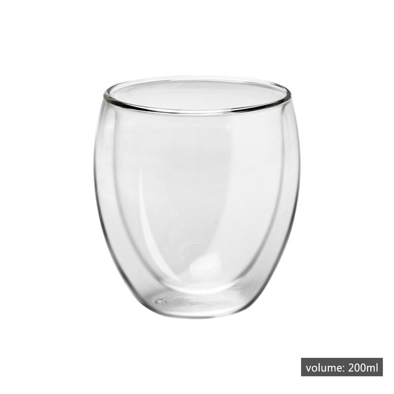 Transparante dubbelwandige glazen beker geïsoleerde koffiemelk thee mok beker water drinkglazen bar accessoires drinkgerei: 200ml