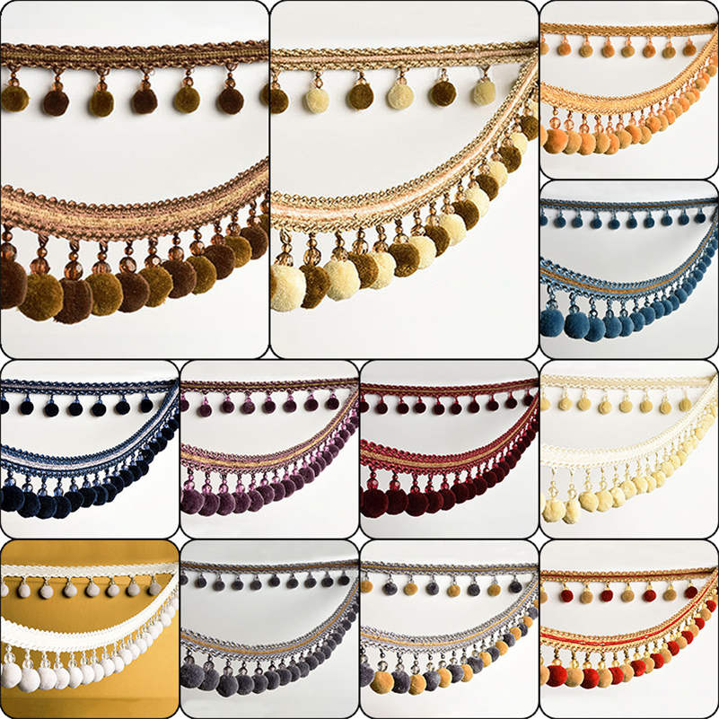 1M Pom Pom Bobble Trim Fringe Gordijn Naaien Sofa Kwastje Ballen Rand Kralen Lint Bobble Rand Bekleding Ambachten