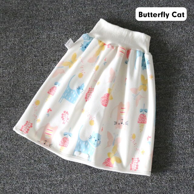 2 in 1 Comfy Children's Adult Diaper Skirt Shorts Baby Boys Girls Absorbent Shorts Loose Harem Shorts Kids Cover Underwear: Butterfly cat / L