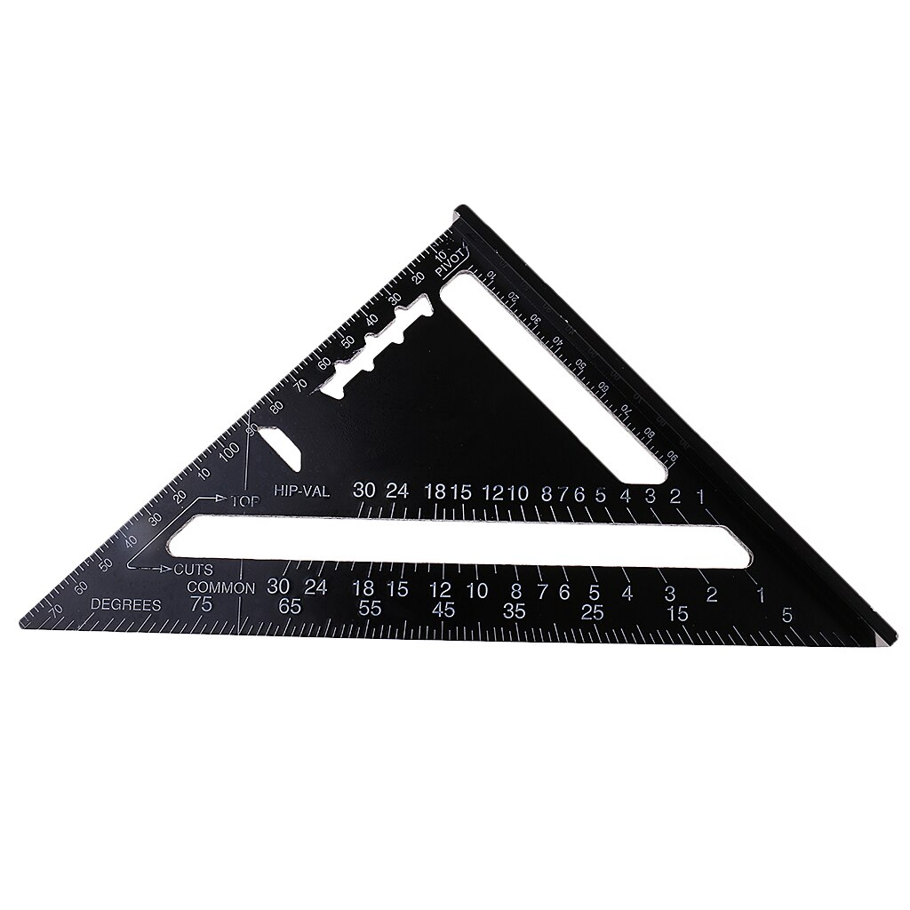 7 Inch Metric Aluminum Alloy Triangle Angle Protractor Black Drawing Tools Setsquare