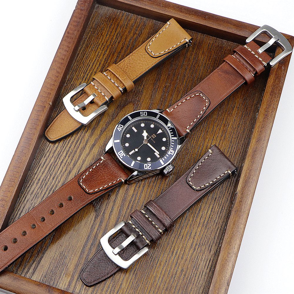 Handgemaakte Vintage Lederen Horlogeband 18mm 20mm 22mm Quick Release Volnerf Horlogeband voor Mannen Vrouwen Polsband Accessoires
