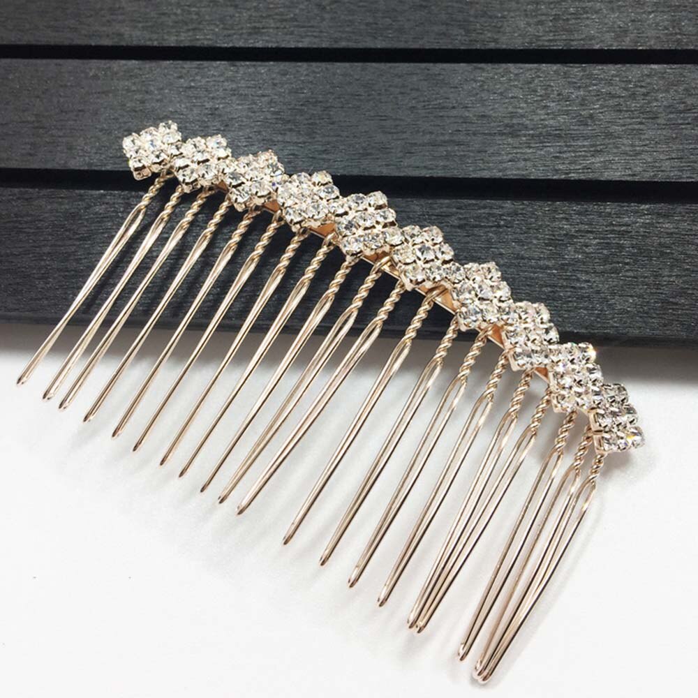 AINAMEISI Bridal Crystal Hair Combs Headpiece Jewelry Rhinestone Pearl Flowers Handmade Wedding Hair Accessories For Women Girls: 8 gold