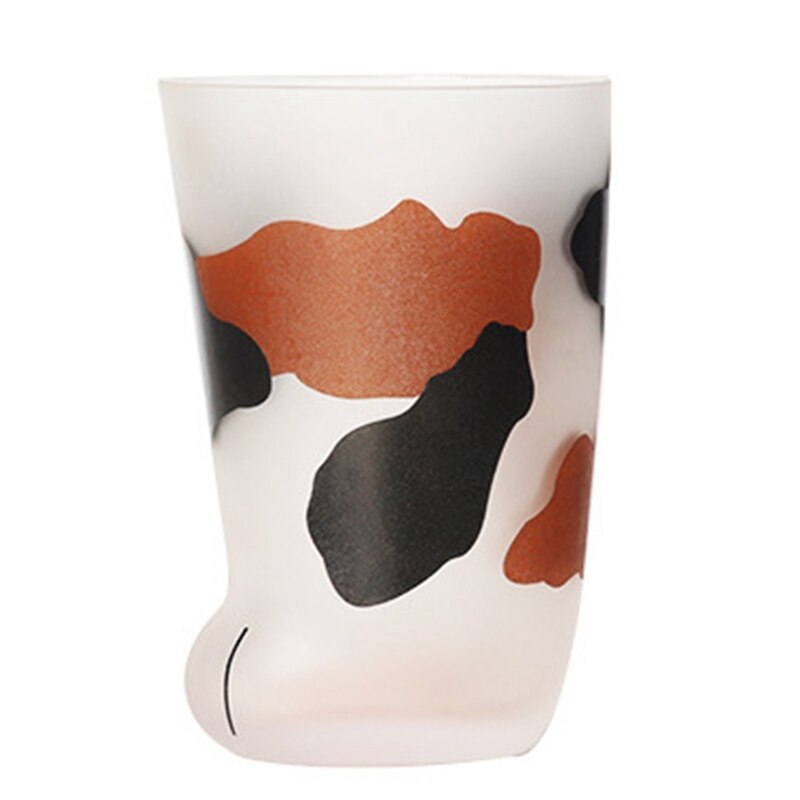 Tasse en verre givré avec patte de chat, joli, imprimé patte de chat, tasse de café en verre de lait pour petit déjeuner à la maison, pour fille: H02