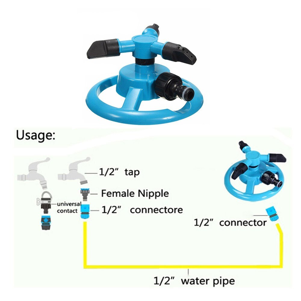 Gräsmatta sprinkler automatisk trädgård vattenspridare gräsmatta bevattning rotation 360 ° vattning gräsmatta, växter, blommor för barn att leka