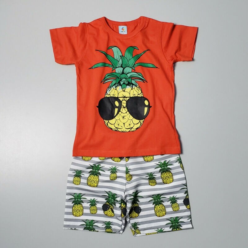 Nyfødt barn baby dreng tøj ananas trykte toppe t-shirt shorts bukser outfits