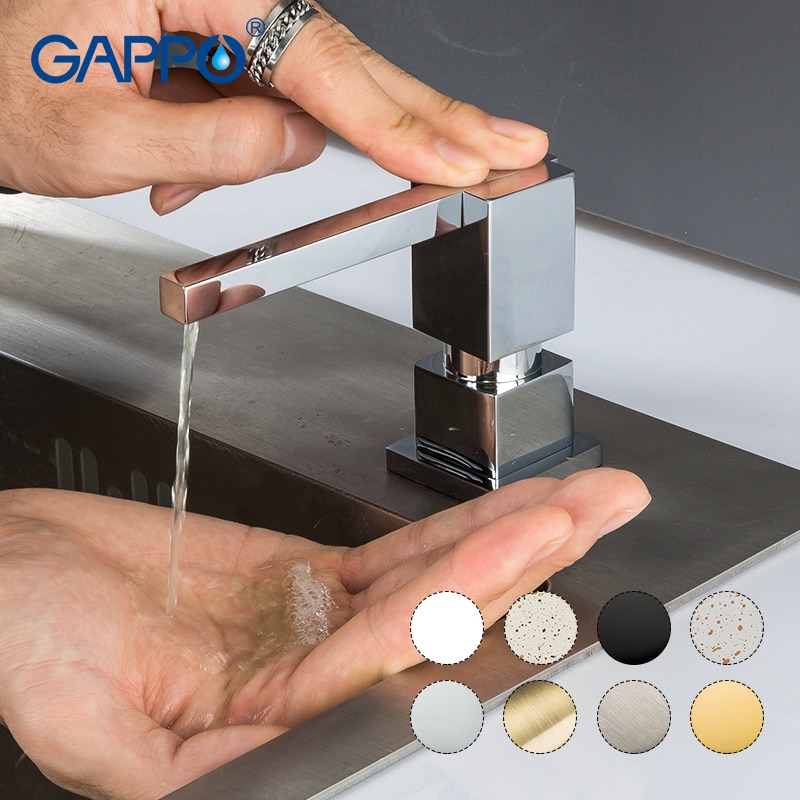 GAPPO Liquid Soap Dispenser Brass Deck Mounted Kitchen Soap Dispensers Square Counter top Dispenser
