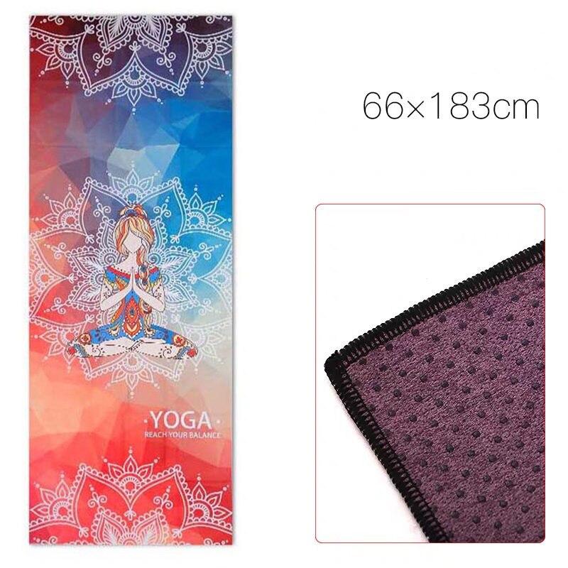 Yogamåttehåndklæde ruskindabsorberende silicagel godt greb antislid yoga tæppe trykt yoga håndklæde pilates måttedæksel: 001
