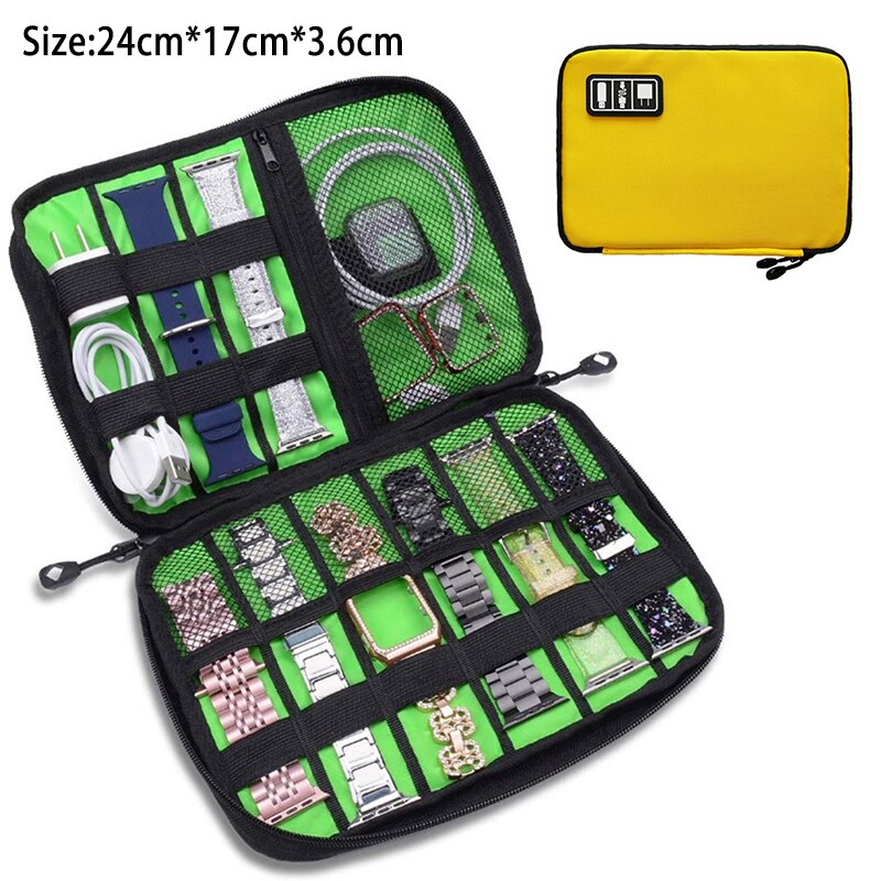 8- pocket storage bag for samsung galaxy watch 4, apple watch 7, huawei watch strap, travel dustproof bag, portable watch band case: B yellow