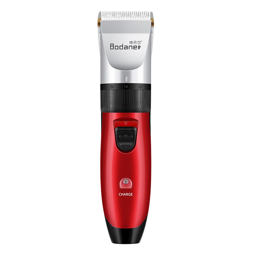 Profissional à prova dwaterproof água metal máquina de cortar cabelo elétrico sem fio grooming haircut portátil recarregável máquina de corte de cabelo: Vermelho