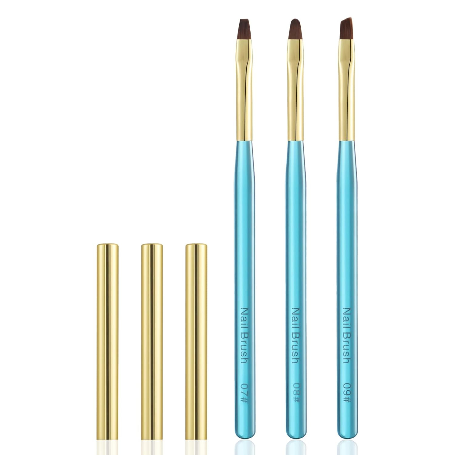 High Precision Nail Art Clean-Up Brush Set - Accurate Mistake Removal and Fingernail Cleaning - Angled and: Dark Khaki