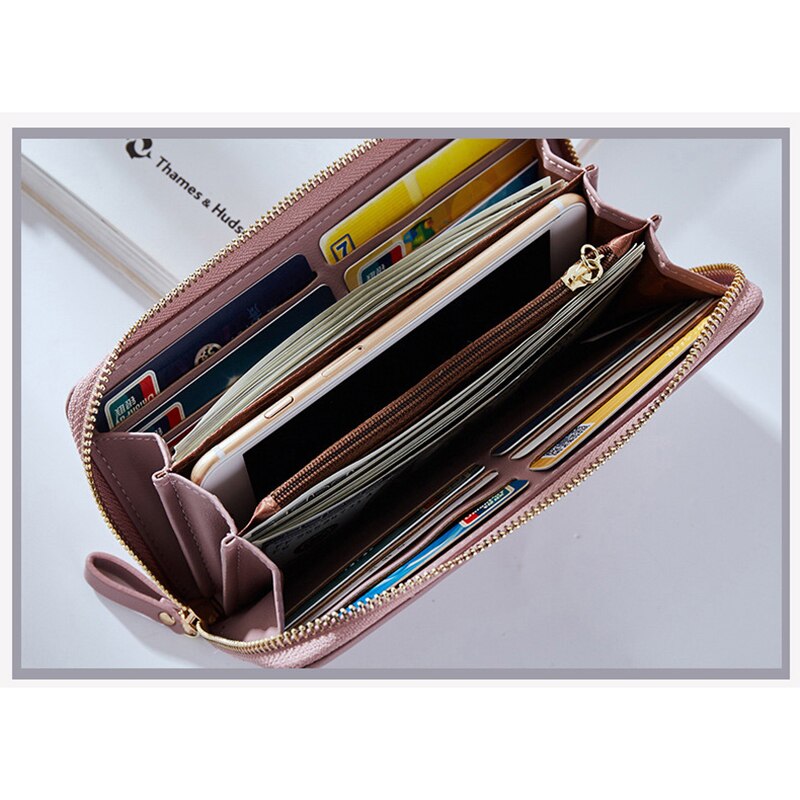 Wome pochette portefeuille grande capacité portefeuilles femme longue sac à main dame sacs à main téléphone poche porte-carte Carteras bracelet