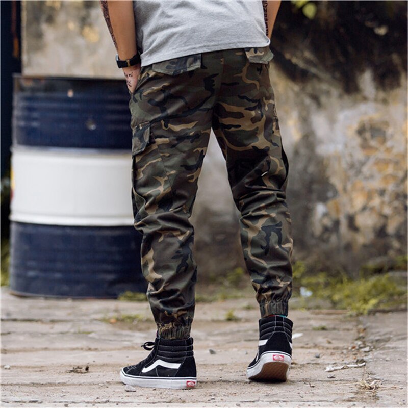 Hip hip streetwear mænds camouflage joggerbukser mænd kvinder bomuld cargo bukser elastisk talje harem bukser mænd  wj184