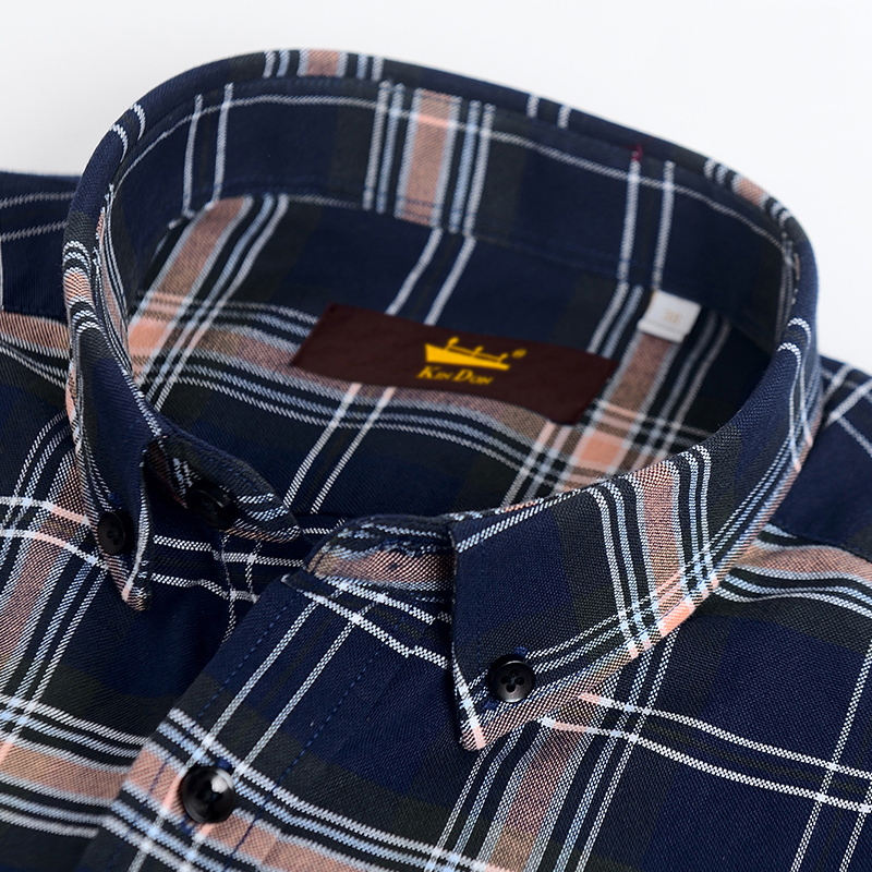 Men's Button Down Soft Cotton Brushed Gingham Shirts Casual Long-Sleeve Standard-fit Comfortable Thick Plaid Checkered Shirt