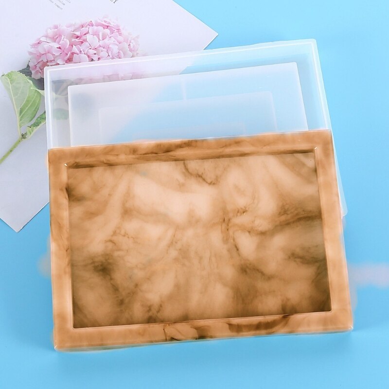 DIY Rectangle Flower Pot Tray Epoxy Resin Mold Large Plate Dinner Dish Tray Mold N1HA