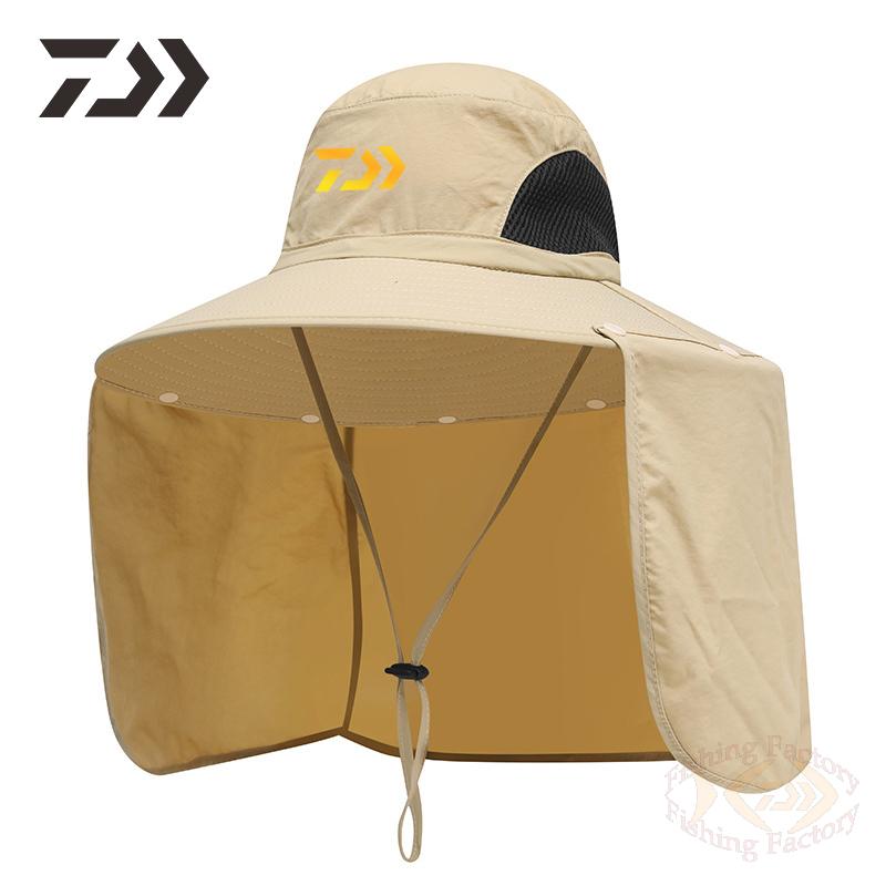 Unisex Daiwa Fishing Cap Hat Breathable Neck Face Men Women Outdoor Uv Protection Fishing Camping Solid Black Sun Caps