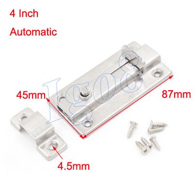 4" Door Bolts Stainless Steel Bolt Door Latch Automatic Barrel Bolt 4PCS