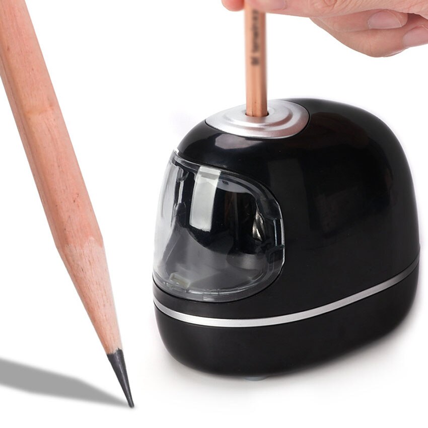 Children Kids Pencil Sharpener Nib Adjustable Electric Pencil Sharpeners School Students Automatic Sharpener Machine Supplies: Black