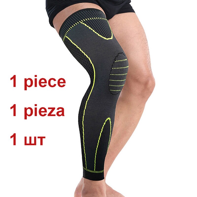 1 stk forlænger sports knæstøtte benbeskytter leggings lang grøn stribe bandage knæpuder skridsikker knæ varm beskyttelses ærme: Generelt ingen bandage