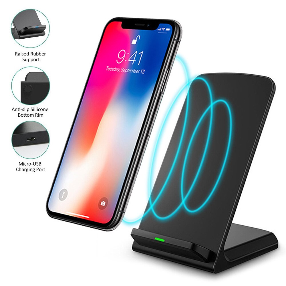 10W Qi Wireless Charger Stand For iPhone 13 12 11 Pro X XS Max XR 8 Fast Charging For Samsung S21 Plus Dock Station Phone Holder