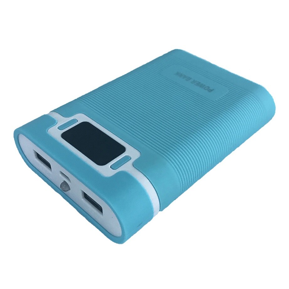 Anti-Reverse Draagbare Power Bank Box 4X18650 Diy Display Acculader 5V 2A Case: Blue