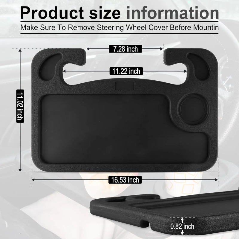 Supporto da tavolo per laptop per auto multifunzionale Supporto da tavolo portatile per ufficio Volante per auto Supporto per bevande Cibo Vassoio per caffè
