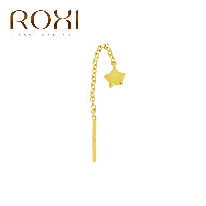 ROXI 925 Sterling Silver Triangle Star Luna Zircone Catena di Cristallo Orecchini Con Perno Per le donne Dei Monili di Cerimonia Nuziale Pendientes Piercing: Star B gold 1pc