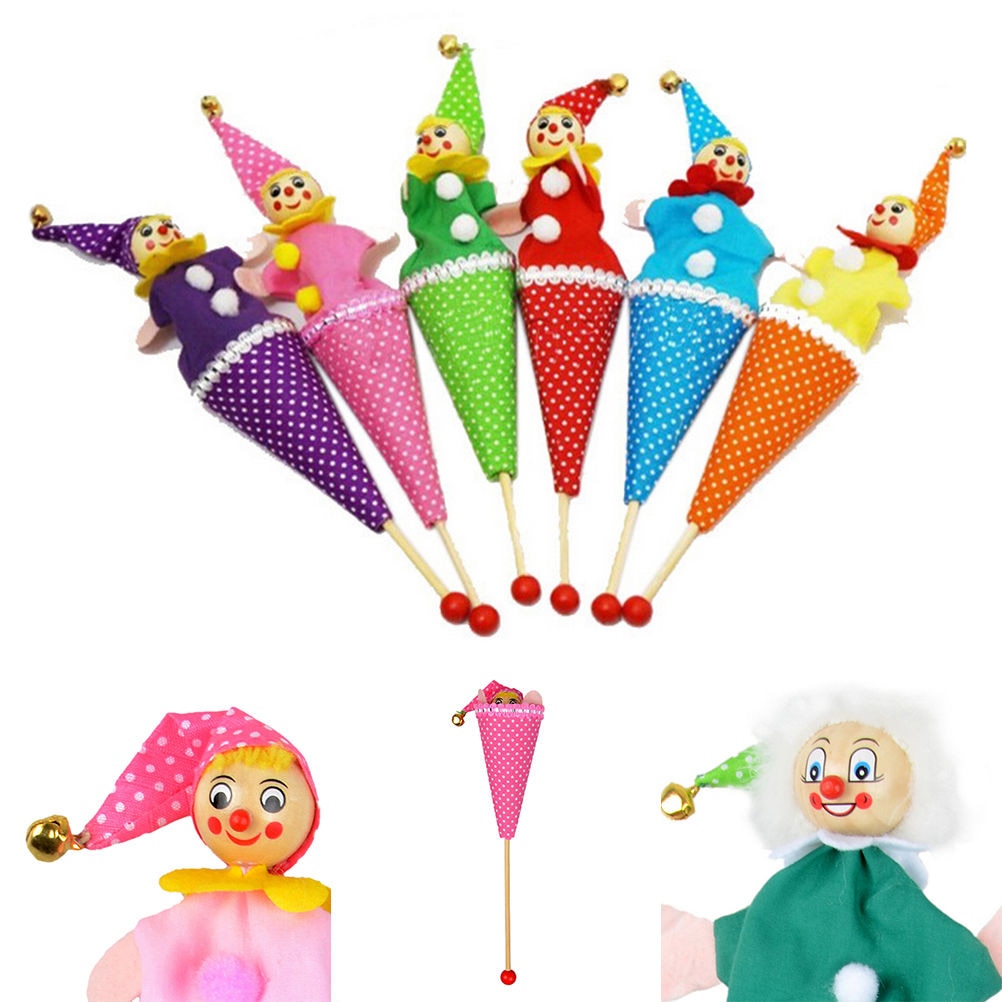 1Pcs Styles Random Baby Kids Educational Toys Smiley Face Clown Puppet Toy Bell Hide Seek Pop Up Telescopic