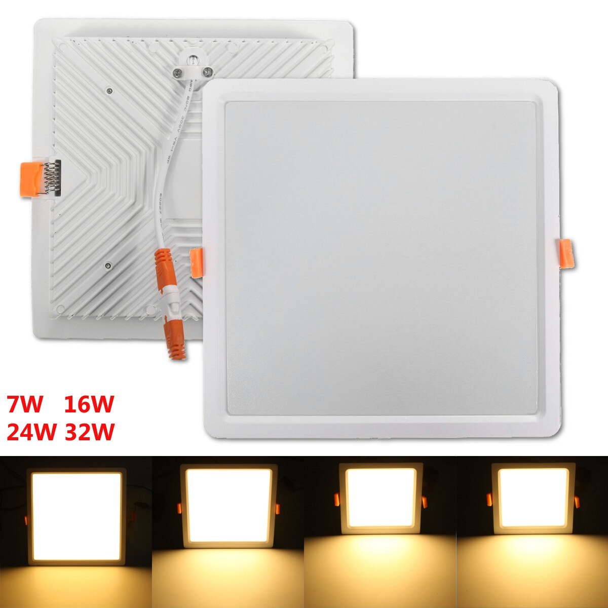 Ultrathin Recessed Downlight Square LED Panel Lights Lamp AC85-265V Fixture Recessed Ceiling Down Lights Lamp Warm White