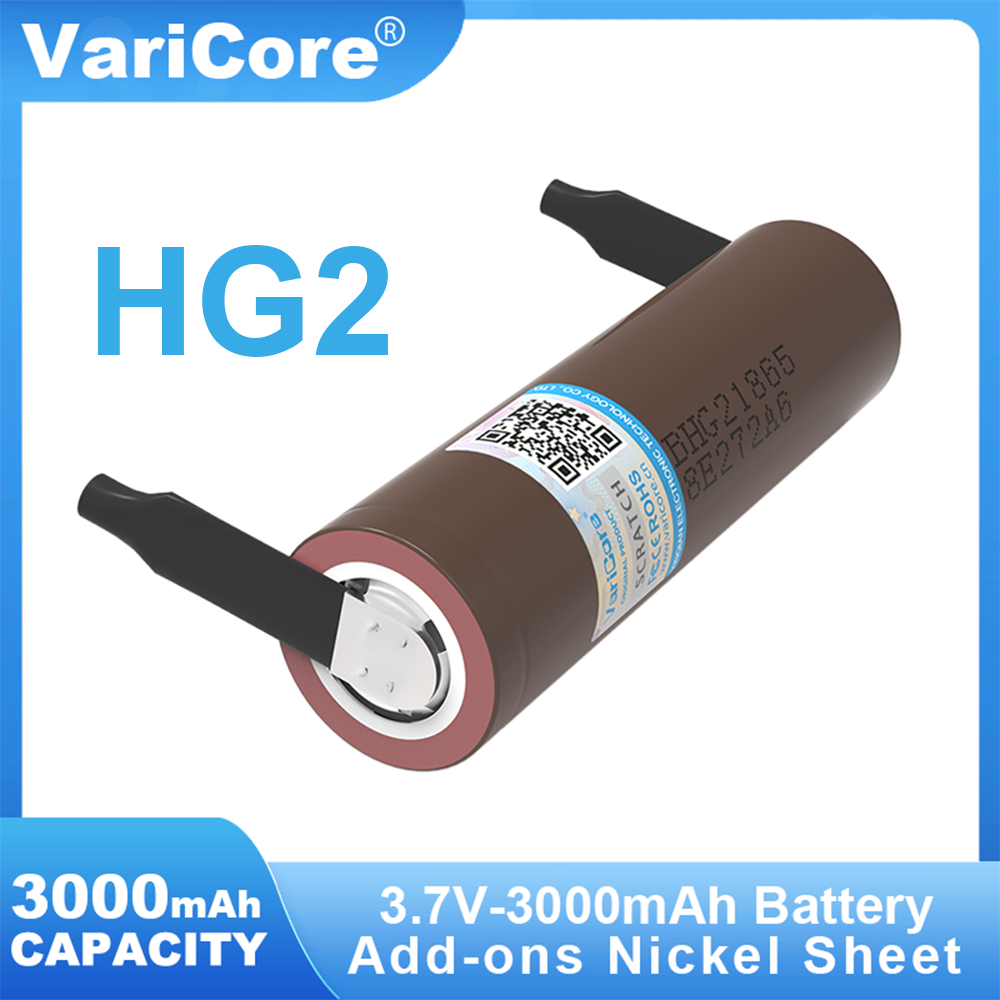 1-6PCS Varicore HG2 18650 3000mAh Rechargeable lithium-ion Battery 30A High Current High-discharge + DIY Nicke