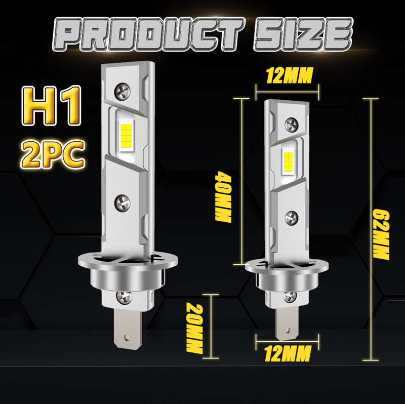 H1 H7 LED-koplampen CANBUS-verlichting Minilamp 1:1 formaat draadloze H1 H7-mistlamp met ventilator Auto LED Plug & Play 6000K 12V