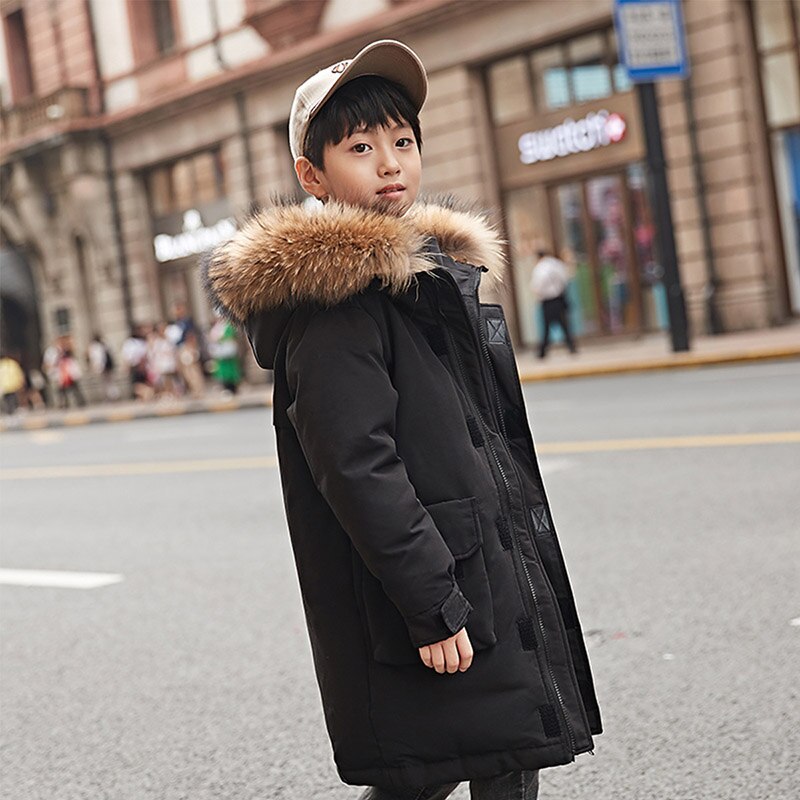 A15 Donsjack Voor Jongen Lange Hooded Grote Jongens Winter Jas Tiener Kids Winter Jassen Kinderen Jassen Maat 6 8 10 12 14 Jaar