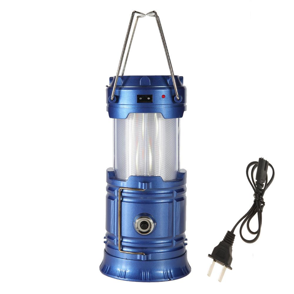 VKTECH, luz LED retráctil portátil alimentada por energía Solar, tienda de campaña 3 en 1, lámpara de efecto de llama Flexible, linterna de exterior, linterna: US-Blue