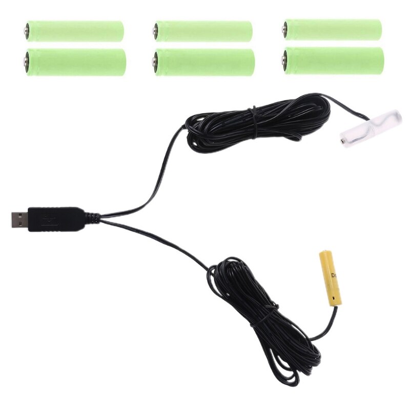 2in1 6V LR6 4 Aa LR03 4 Aaa Batterij Eliminator Usb Voeding Kabel Vervangen 4 Stuks 1.5V aa Aaa Batterij Voor Speelgoed Led Lamp