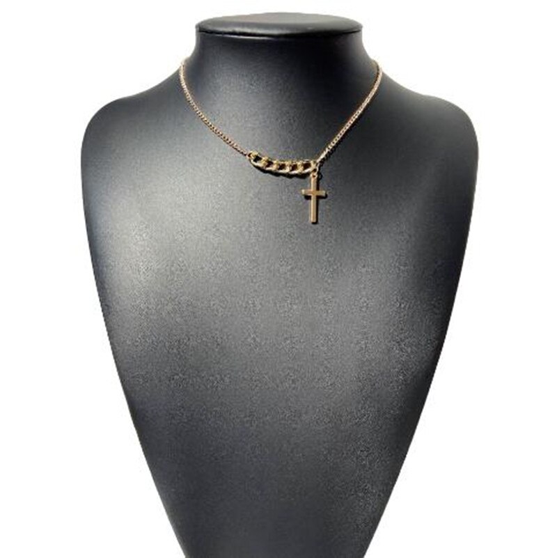 Trendy Simple Cross Kettingen Choker Ketting Voor Vrouwen Punk Populaire Chocker Kraag Collier Femme Verklaring Sieraden: Gold Color