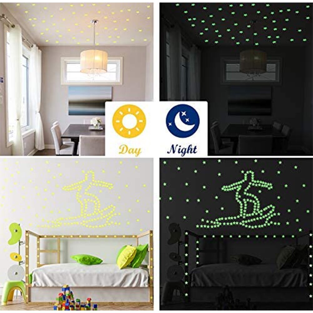 100Pcs 3D Ster Glow In The Dark Lichtgevende Ster Fluorescerende Muur Sticker Voor Kids Slaapkamer Decal Home Decoratie Behang