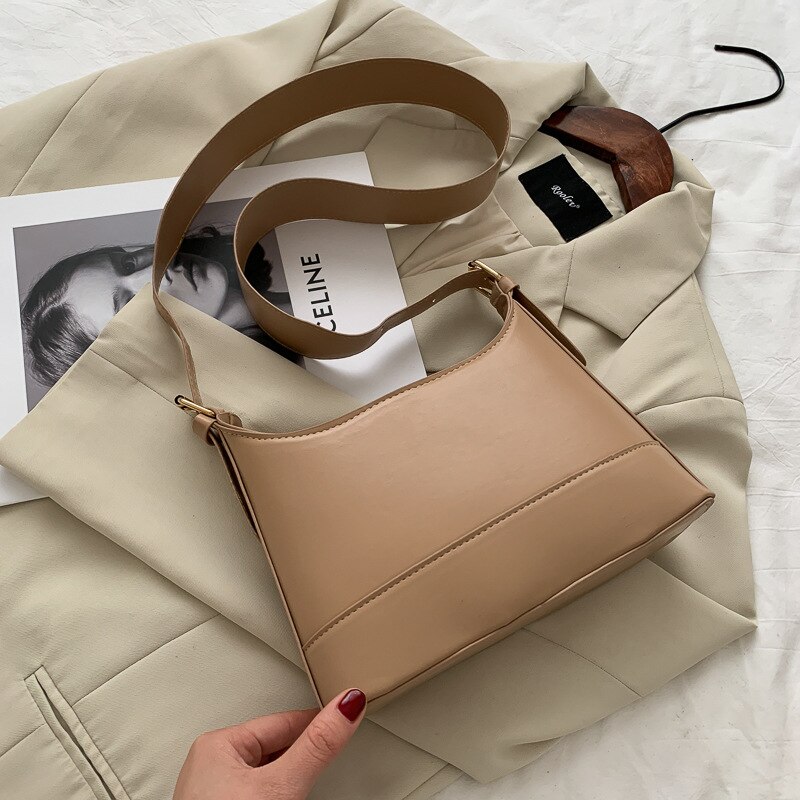 exquisit Einkaufstasche Tragbare PU Leder Schulter Tasche Frauen Einfarbig Platz Pendler Handtasche Stamm