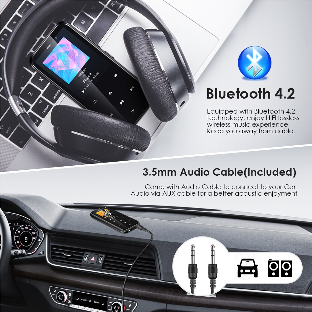 berühren Schlüssel HiFi MP3 Spieler mit Bluetooth FM Radio HiFi Musik-Spieler mit Lautsprecher Hohe Auflögesungen Video E-Buchen Aufnahme