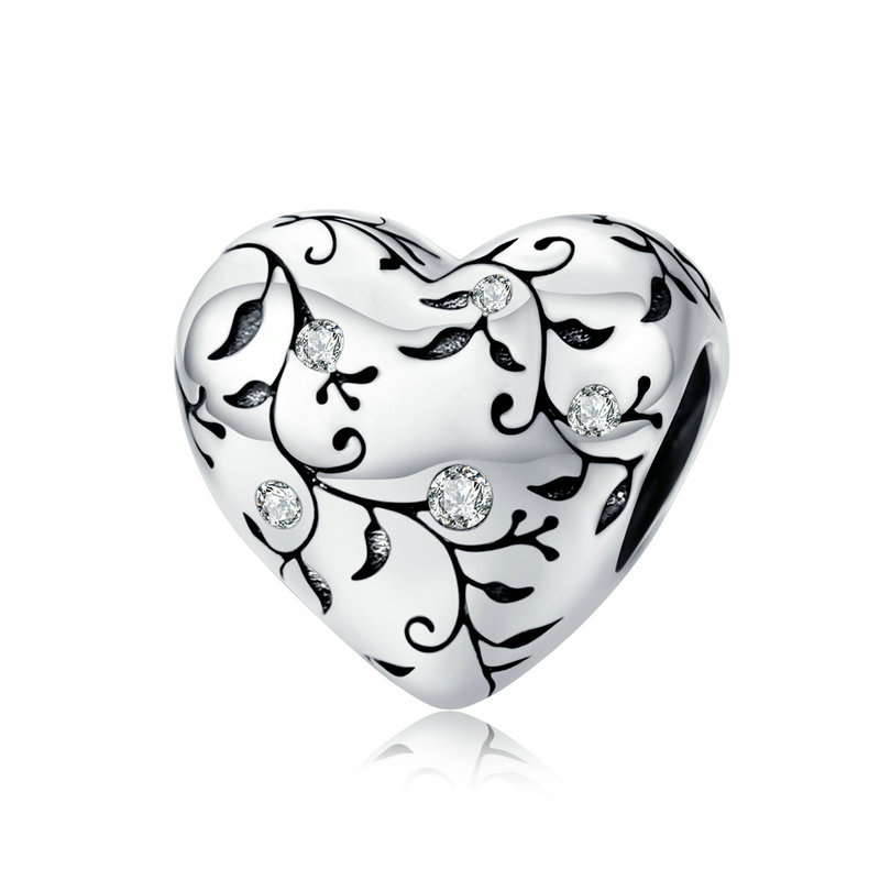 925 Sterling Zilveren Kralen Liefde Hart Vorm Charms Boom Bladeren fit voor Vrouwen Armbanden DIY Sieraden Accessoires ECC1323: ECC1323