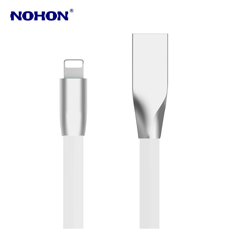 1m 2m Zinc Alloy Flat USB Data Sync Cable for iPhone 5 5S 6 6S 7 8 Plus X XS Max XR Fast Charging Mobile Phone USB Charger Cable