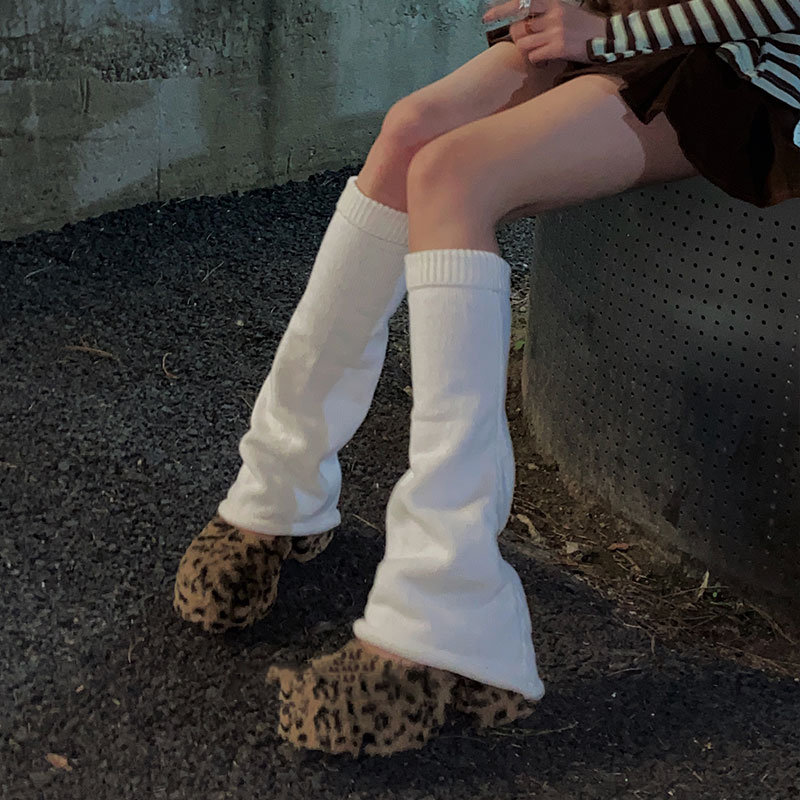 Japan Flared Leg Warmer Women&#39;s Kawaii White Winter Loose Boot Socks Girls Uniform Knitting Cute Knee Warmer Japanese Leg Socks