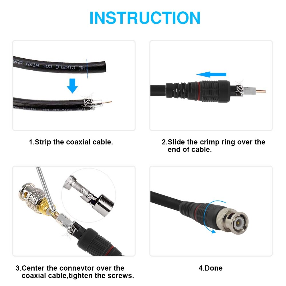 Conector BNC JR-B35 cctv, adaptador, 50 ohmios, 75 ohmios, 2/5/10 Uds.