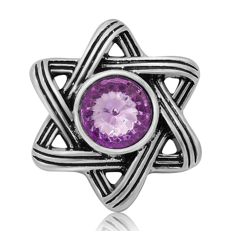 Neue KZ3111 Schönheit Elegante Strass Charme sechseckig sterne 20MM schnappen tasten passen schnappen schmuck: Violett