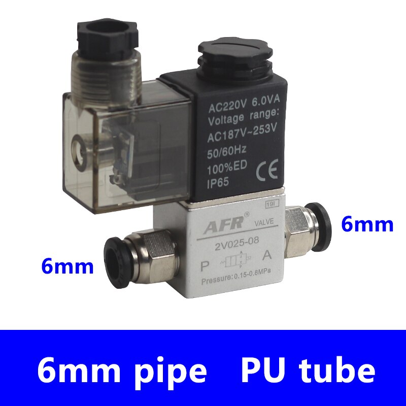 Válvula neumática Airtac tipo 2V025-08, normalmente cerrada, 12V, 24V, 220V, 1/4 &quot;, BSP, solenoide, PNEUMAT 2V025-06, con accesorios de anillo de sellado