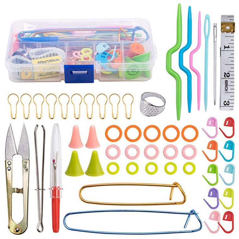 Crochet Hooks Set With Case 14 Styles Knitting Needles Set DIY Needle Arts Craft Scissors Markers Sewing Tools GYH: 52pcs Crochet Hooks