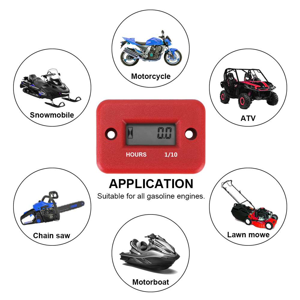 Engine Gauge Hour Meter Digital Hour Meter LCD Display Waterproof For Motorcycle ATV Gasoline Marine Snowmobile Portable