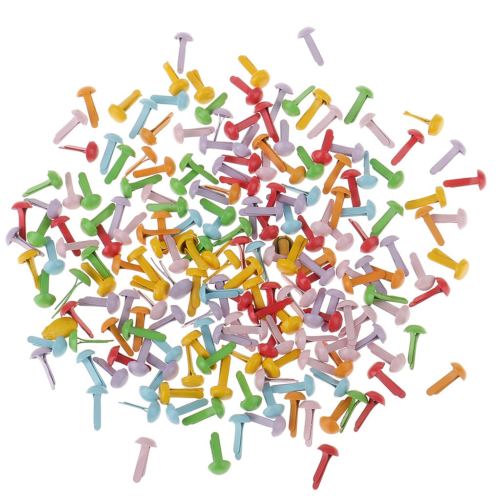 200 styks assorterede farve metal brads papir fastgørelsesanordninger til scrapbog papir håndværk kontorartikler: 5.5 x 11mm